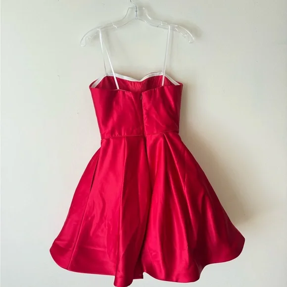 Betsy Adam Pleated Sweetheart Red Formal Dress - Picture 2 of 5